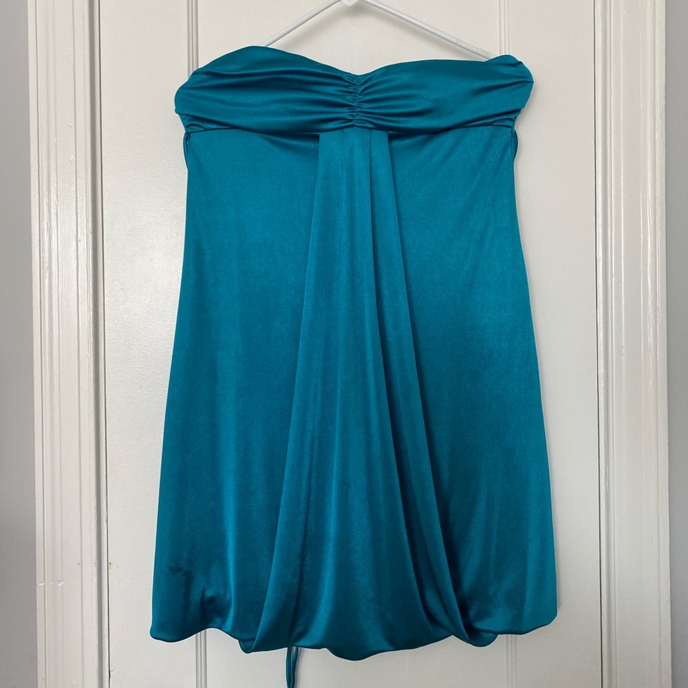 Strapless blue dress
